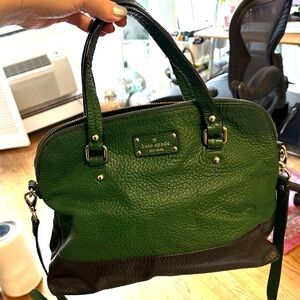 Kate Spade Wellesley Rachelle large bowler bag in green/ black!